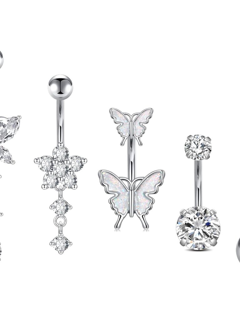 14g Belly Button Rings Stainless Steel Diamond Belly Rings For Women Dangle Be